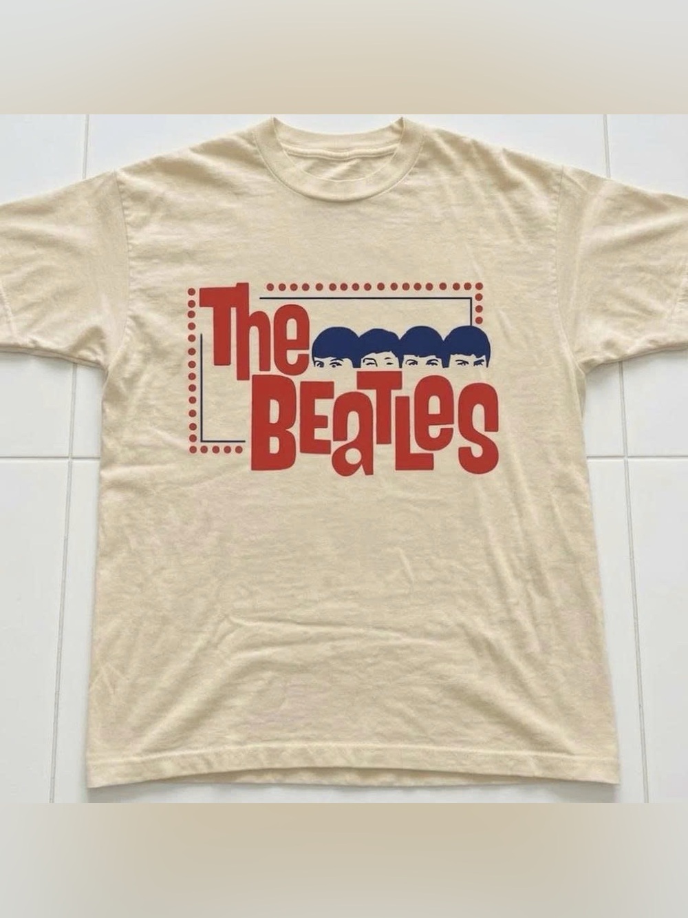 Vintage The Beatles Cream Tee with Red and Blue Graphic